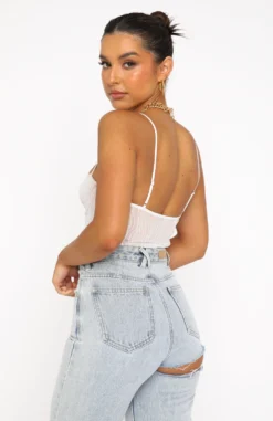 Keep Wishing Mesh Bodysuit White -LuxeFit Shop 02.08.22 238