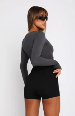 Only For Tonight Long Sleeve Top Charcoal -LuxeFit Shop 05.04.2323939