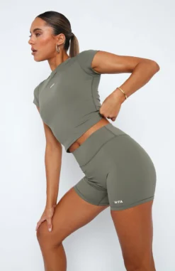 Always A Winner High Waisted Shorts Khaki -LuxeFit Shop 11.05.2319966 6319ceb0 7678 41f4 899c 48c43ab9d066