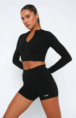 Up Early Long Sleeve Crop Black -LuxeFit Shop 11.05.2320057
