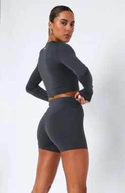 Always A Winner High Waisted Shorts Charcoal -LuxeFit Shop 11.05.2320079 1
