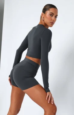 Always A Winner High Waisted Shorts Charcoal -LuxeFit Shop 11.05.2320080