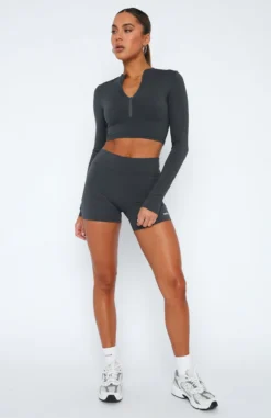 Always A Winner High Waisted Shorts Charcoal -LuxeFit Shop 11.05.2320098