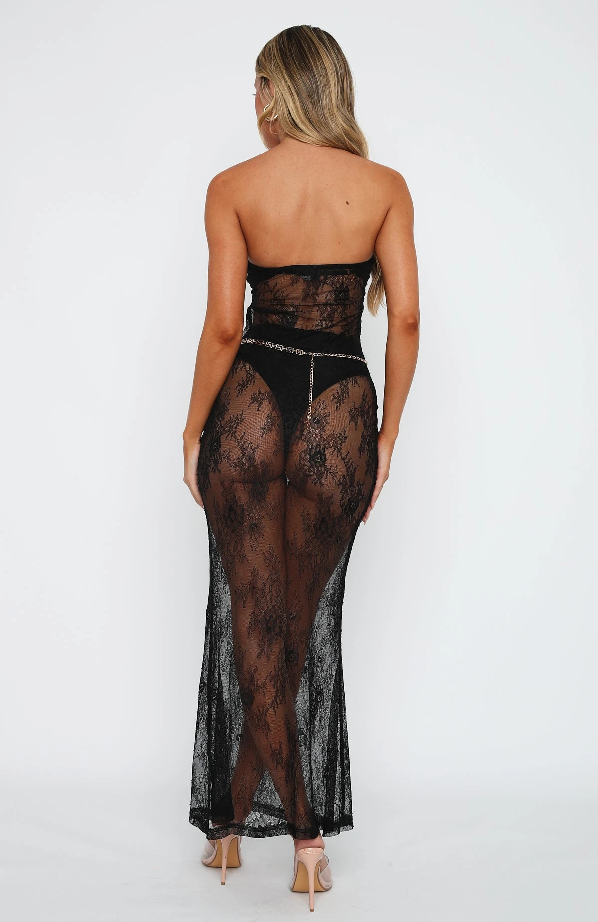 Someone Else Lace Strapless Maxi Dress Black 4 Someone Else Lace Strapless Maxi Dress Black - Image 4