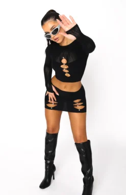 Promise Me Long Sleeve Crop Black -LuxeFit Shop 18.08.22 151