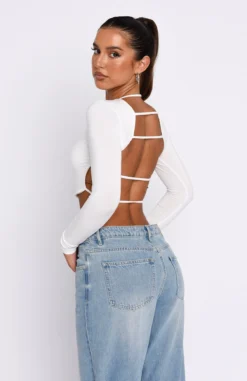 Sort It Out Long Sleeve Crop White -LuxeFit Shop 19.01.231084