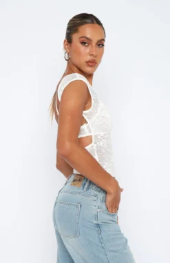 Word Of Warning Lace Top White -LuxeFit Shop 2.3.2312009
