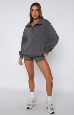 Chloe Zip Front Sweater Smoke -LuxeFit Shop 20.07.2340373