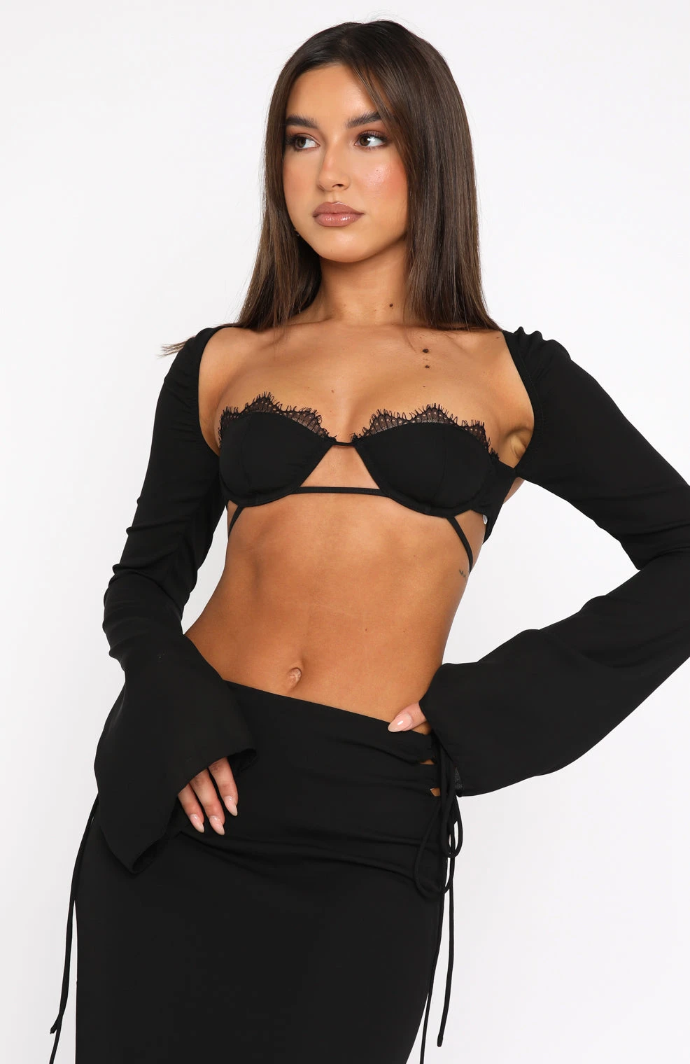 Level Up Long Sleeve Crop Black 2 Level Up Long Sleeve Crop Black - Image 2