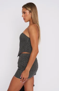 Insomnia Strapless Bustier Charcoal Monogram -LuxeFit Shop 28.11.221073