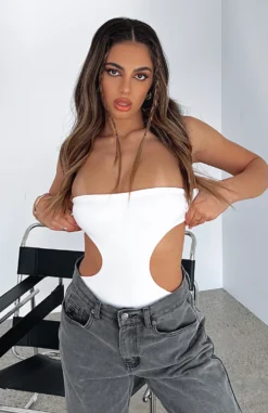 Cutting Corners Bodysuit White 14 Cutting Corners Bodysuit White -LuxeFit Shop CUTTING CORNERS BODYSUIT 190522 03