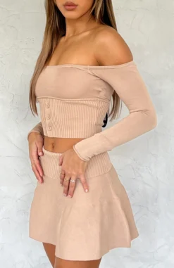 Emotional Long Sleeve Knitted Crop Oatmeal