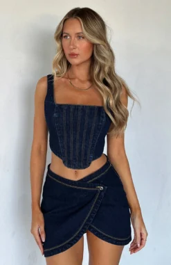 Present Yourself Denim Bustier Indigo Wash -LuxeFit Shop IMG 9327