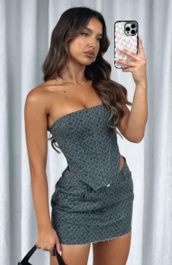 Insomnia Strapless Bustier Charcoal Monogram