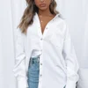 Out And About Cord Long Sleeve Shirt White