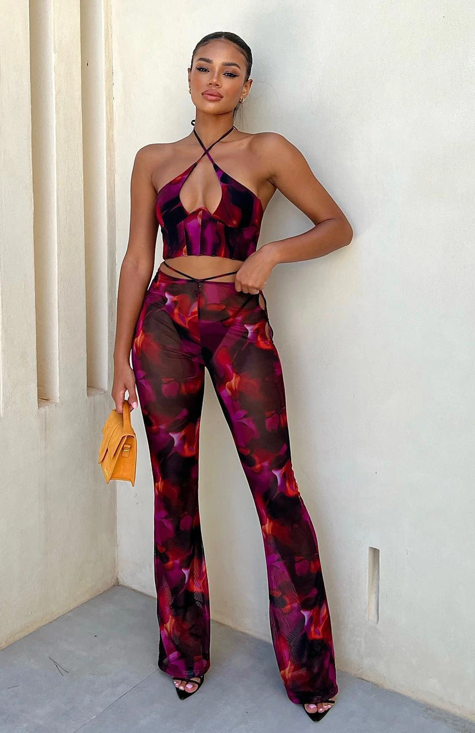 Rhythm Of The Night Pants Pink Flame Print 6 Rhythm Of The Night Pants Pink Flame Print - Image 6